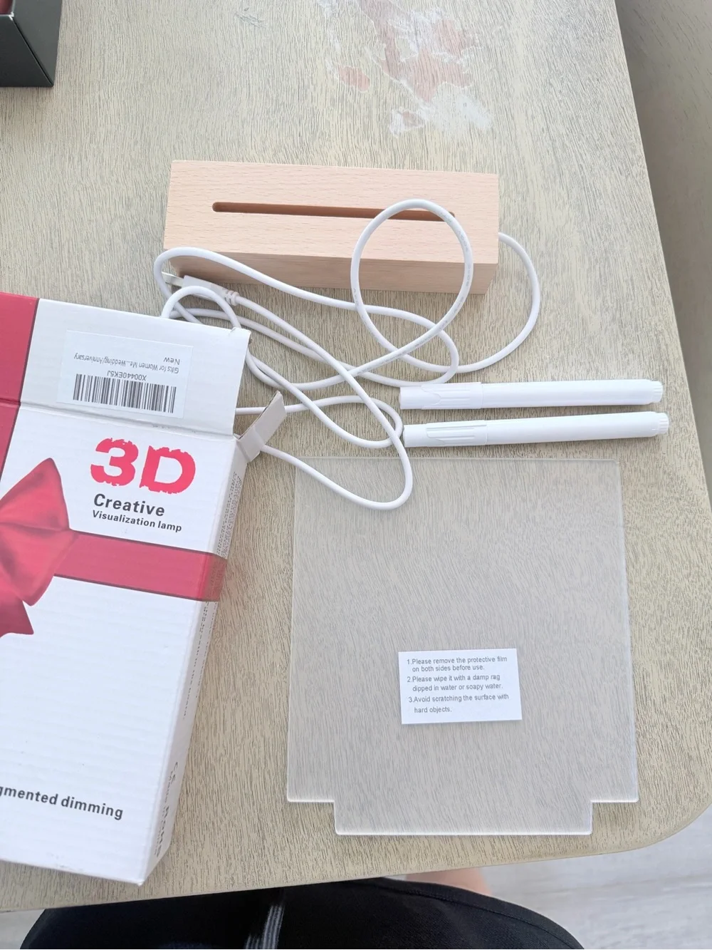 Wood LED Display Stand - Warm Light USB Powered (Wood Finish)